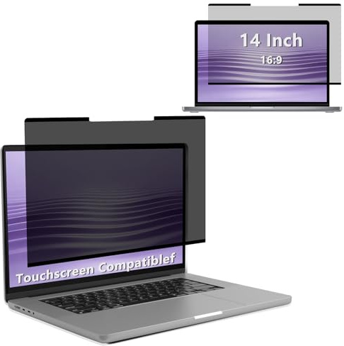 RanBluu Pantalla de Privacidad para Portátil de 14 Pulgadas, Filtro Privacy Screen Filter, Privacy de Film Extraíble Anti UV Protector de Pantalla para Pantalla táctil Ordenador(14 16:9)