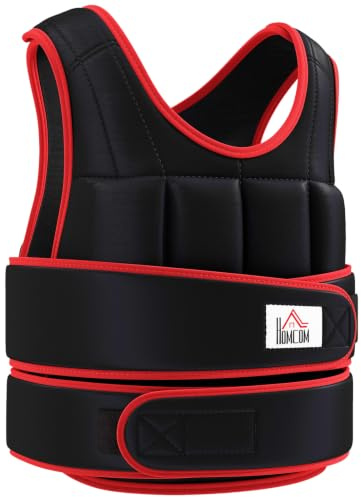 HOMCOM Gewichtsweste 10/20kg Verstellbare Trainingsweste Damen Herren | Herausnehmenbar Gewichten, Klettverschlüsse, Laufweste, Muskelaufbau, Krafttraining, Laufen, Fitness, Cross Training
