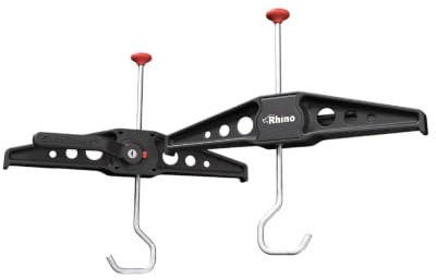 Rhino SafeClamp Ladder Clamps - Quick One-Touch Ladder Roof Mount System with Durable Composite & Stainless Steel - TÜV Approved, 5X Faster Than Traditional Clamps - Red & Black Design (1 Pair)