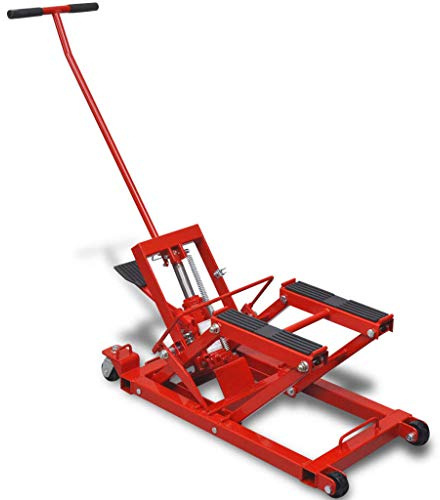 Mangloder Hydraulische Motorrad-Hebebühne ATV 680 kg rot aus Gussstahl mit T-förmigem Griff, Hubhöhe 118-368 mm, tragbar, für Werkstatt, Garage, Fahrzeugwartung, Reparatur, Diagnose, Montage