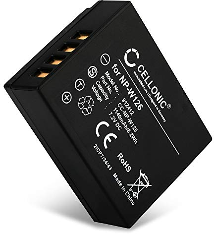 CELLONIC, Akku für Kamera kompatibel mit FujiFilm NP-W126S, kompatibel mit Fuji X100V, X-T30 II, X-S10 (7.4V, 1140mAh)