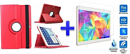 Theoutlettablet® Funda Giratoria 360º para Tablet Bq Aquaris M10 10.1 Book Cover Case Protección Delantera y Trasera Color Rojo + Protector Cristal Templado Tempered Glass