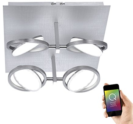 LED-Deckenleuchte Q-ORBIT Deckenlampe 4 flammig Smart-Home CCT 1600 Lumen inkl. Fernbedienung 2700-5000 Kelvin dimmbar warmweiß tageslichtweiß Lampenspot schwenkbar quadratisch 17w Spot Deckenspot