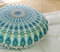 Popular Handicrafts Bodenkissen Kissenbezug – Hippie Mandala Kissenbezug groß mit Pom Poms weiche Partikel – Pouf Cover rund Bohemian Yoga Dekor, 81,3 cm Weiß Blaugrün