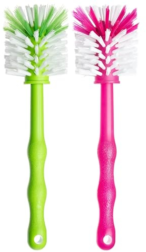 2er Set Mixbehälter Spülbürste, Reinigungsbürste perfekt zum Reinigen von Mixbehältern von Küchenmaschinen, Standmixer u.v.m. Zubehör Bürste (1x Grün/ 1x Pink)