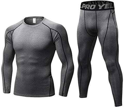 Minghe Thermal Underwear Mens, Long Johns for Men Thermal Underwear Set | Long Sleeve Base Layer Compression Suit Winter Thermals Top & Bottom for Workout Skiing Running, Hunting Gear