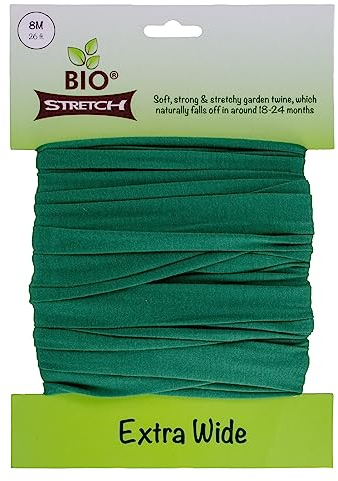 Biostretch Extra Wide Soft Tree Ties - Strong & Stretchy Support for Large Plants & Young Trees - Cut-to-Length Green Garden Tape for Home & Professional Gardening (8M / 26 ft)