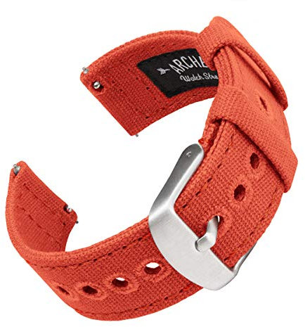 Archer Watch Straps - Canvas Quick Release Watch Bands (Tangelo Orange, 18mm)