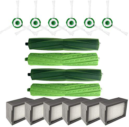 Zubehör für iRobot Roomba i7 i7+/i7 Plus E5 E6 E7 Vacuum Cleaner Ersatzkit Saugroboter (14-Teilig),2 Set Zentralbürste + 6 Seitenbürste + 6 HEPA Filters,Staubsauger-Teile Ersatz