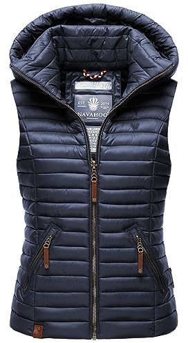 Navahoo Damen Weste Steppweste gesteppt Frühjahr Übergangsweste B696 [B696-Shad-Navy-Gr.M]