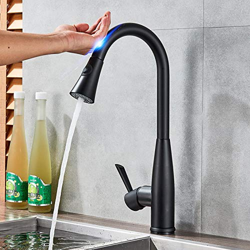 Grifos Para Fregadero Grifos De Lavabo Grifos De Cocinalavabo Grifo Grifos De Cocina Con Sensor Automático Negro Grifo De Cocina Inductivo Táctil Grifo Inteligente Inteligente Para Ahorro De Aguamezc