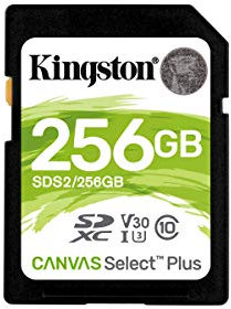 Kingston 256GB SDHC Canvas Select Plus 100MB/s Read Class 10 UHS-I U1 V10 Memory Card with Frustration Free Packaging (SDS2/256GBET)