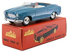 Solido S1001081 Peugeot 403 Cabrio, 1959-1965, Serie 100, Modellauto, Maßstab 1:43, im Stülpdeckelkarton mit Schiebehülle, blau