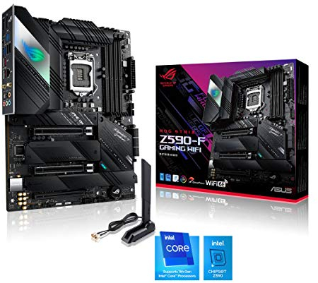 ASUS ROG STRIX Z590-F GAMING WIFI, Scheda madre Intel Z590 ATX, PCIe4.0, 14+2 fasi, tecnologie AI, WiFi 6E (802.11ax), Lan 2.5 Gb, 4x M .2 slot, USB3.2 Gen2x2 USB TypeC