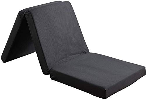 Visco Therapy Folding Futon Mattress Single 190×63×8 cm – Black Z Bed Guest Mattress with Washable Polyester Cover – Portable Foldable Foam Futon for Kids’ Sleepovers, Travel, Camping & Spare Rooms