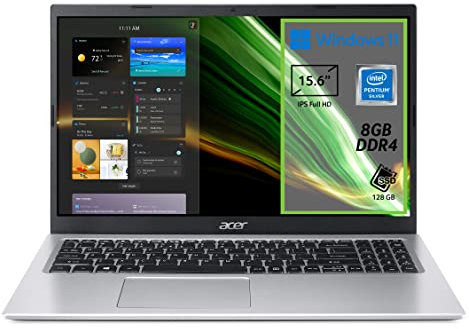 Acer Aspire 3 A315-35-P3XM PC Portatile, Notebook, Processore Intel Pentium Silver N6000, RAM 8 GB DDR4, 128 GB PCIe NVMe SSD, Display 15.6 FHD IPS, Intel UHD, Windows 11 Home in S mode, Silver