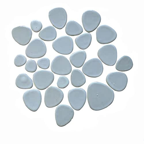 Weiße Keramikfliesen zum Basteln, oval, polierte Mosaiksteine, glasierte Porzellanteile, Großpackung für Mosaikprojekte, deckt ca. 27,9 x 27,9 cm, 0,5 kg