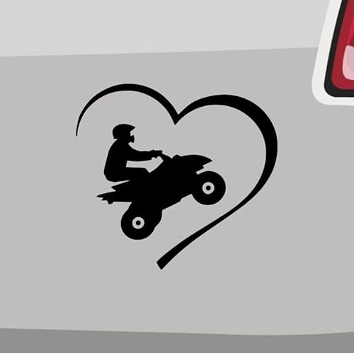 Herz Quad Aufkleber - 6 Größen, 21 Farben - Offroad Silhouette Motorsport Mudracer - Made in Germany - Stickerfreaks - ORACAL - Schwarz - Aufkleber