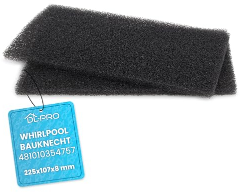 DL-pro Foam Filter 225 x 107 x 8 mm for Whirlpool Bauknecht 481010354757 Base Filter Sponge Filter Foam Filter on Heat Exchanger Tumble Dryer Washer Dryer
