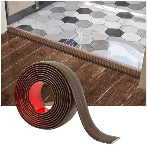 Art3d Bande de transition de sol auto-adhésive en vinyle, bande de séparation plate pour joindre les espaces au sol, transition de seuil de moquette, carreaux de sol,300×4cm,Marron