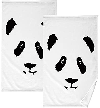 YOUJUNER Handtuch-Set 2er-Pack Schwarz-weißes Panda-Gesicht 100% Baumwolle Handtücher Weich Saugstark Baumwolle Duschtücher Gästetücher Dekor Handtücher
