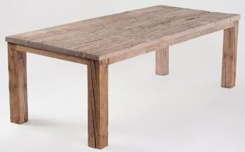 Casa Padrino Landhausstil Esstisch Naturfarben -Rustikaler Rechteckiger Massivholz Esszimmertisch - Landhausstil Esszimmer Möbel - Rustikale Esszimmer Möbel, Tisch Grösse:220 x 100 cm