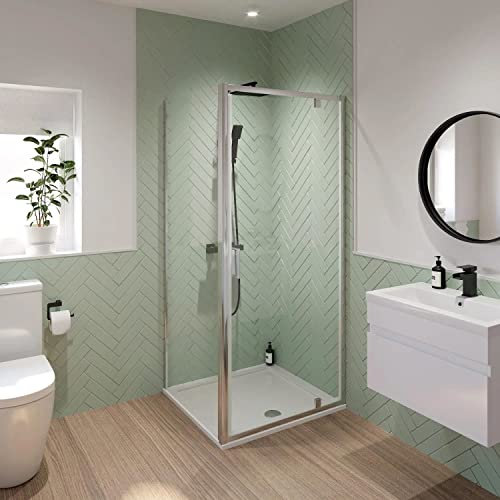 Luxura® 700 x 700mm Pivot Shower Enclosure Door Screen for Wet Room Cubicle Enclosures, 6mm Toughened Safety Glass, Framed, Polished Chrome