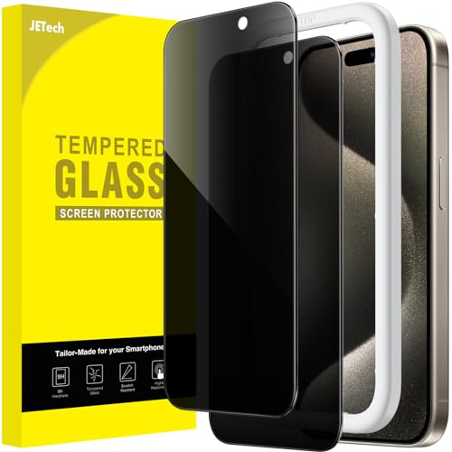JETech Sichtschutz für iPhone 15 Pro Max 6,7 Zoll, Anti-Spähen Gehärtetes Glas Schutzfolie mit Einfaches Installationswerkzeug, 2 Stück