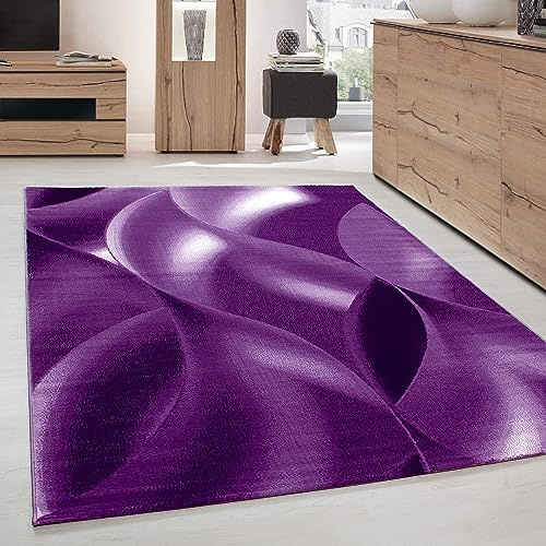Carpettex Teppich 240x340 cm Lila Abstrakte Wellen Kurzflor