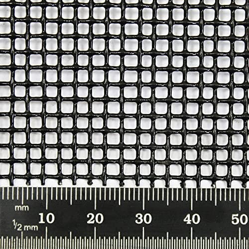 Heavy Duty Black Epoxy Steel Woven Wire Mesh | 8 Mesh, 2.4mm Hole, 0.7mm Wire (594 x 841mm A1 Sheet)