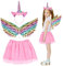 Fennoral 3tlg Einhorn Kostüm Mädchen Einhorn Haarreif Einhorn flügel mit Rosa Tutu Rock Unicorn Cosplay Kinderkostüm Tierkostüm für Halloween Karneval Einhornparty Kindergeburtstag