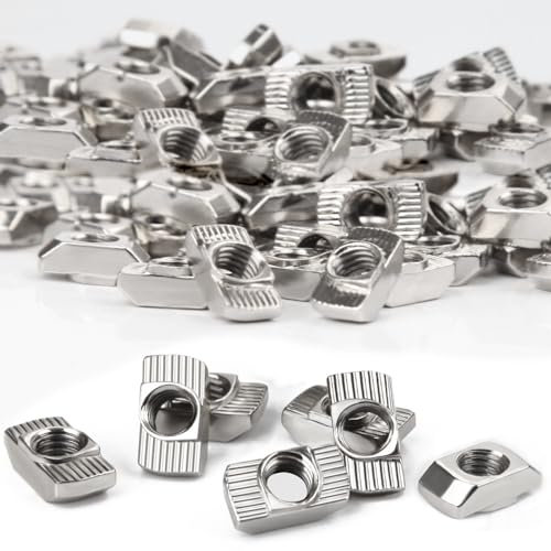 SWTYExt 120 Stück Nutensteine Hammerkopfmutter 8mm Nut 8 M6 Gewinde 3030 Alu Profil T-Slot Nutmuttern Kohlenstoffstahl Hammermutter für Aluminiumprofil Extrusionsschlitz Schiene(EU30-M6 ×15.5×8)