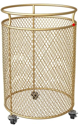 Metall Wäschekorb Mit Rollen, Wäschekörbe Wäschesammler Schmutzwäschekorb Mchmutzwäschekorb Organizer Für Badezimmer Wäschebox Wäschetonne,Gold