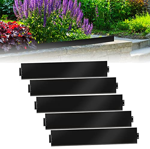 Cecaylie Rasenkante Metall Beetumrandungen Rasenkante Verzinkt Blumenbeet Umrandung Rasenkantenblech, Schwarz (Länge 15m - Höhe 18cm)