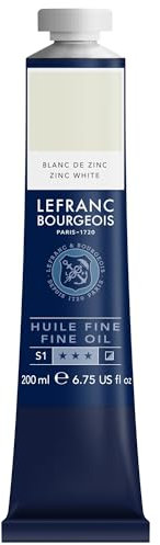 Lefranc Bourgeois 301853 Pintura al óleo fina de calidad, resistente a la luz y de consistencia uniforme, tubo de 200 ml, ideal para lienzos y tableros de pintura, blanco cinc