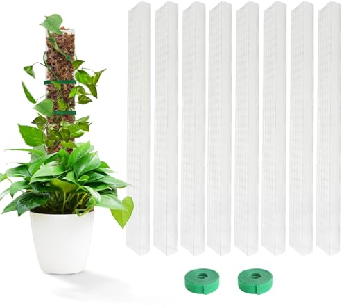 EOX 8 Stück 61 cm Kunststoff-Moosstange für Monstera, große D-förmige Stangen für Kletterpflanzen, Arbeiten mit Sphagnummoos, Gartenbindern