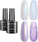 KRISNICE Pearl Nail Polish Glitter Pearlescent Shell Gel Polish Beige Pearl Purple Shimmer Mermaid Swirl Thread Effect Gel Soak Off LED UV Curing Requires DIY Manicure Use (KCS2-016)