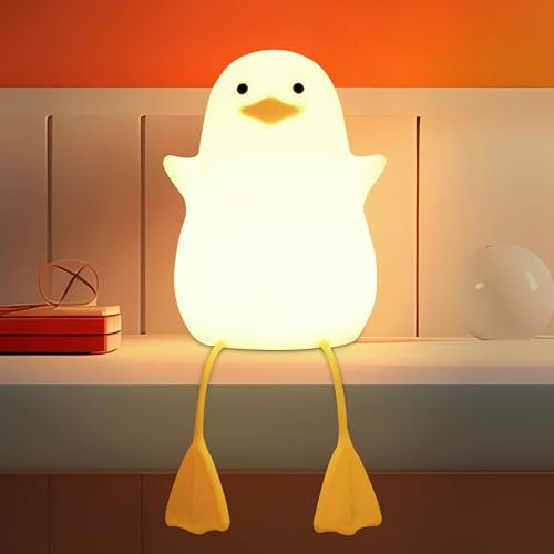 Okayera Cute Duck Lamp, Animal Silicone Night Light with Portable USB Rechargeable Timer Dimmable, Perfect Decor for Home Bedroom Living Room, Holiday Birthday Xmas Easter Gifts Idea