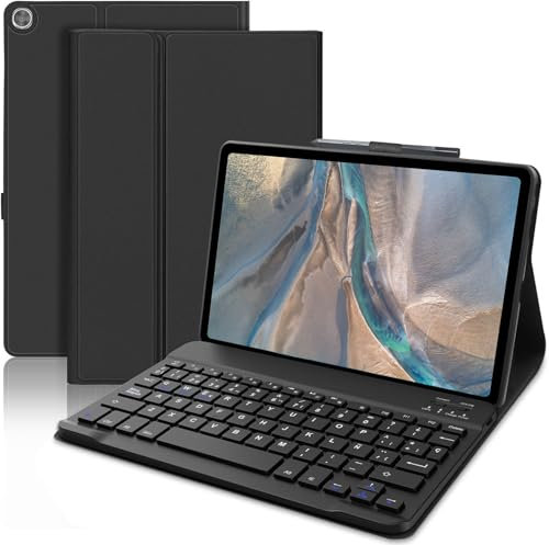 WAVATA Funda con Teclado para Lenovo Tab M10 (3rd Gen), Funda Teclado para Lenovo Tab M10 | Teclado Español Ñ Bluetooth Desmontable para Lenovo Tab M10 3.ª Generación 10.1 Pulgadas - Negro