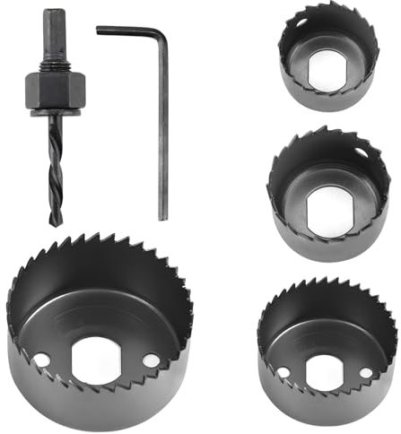 6 PCS Hole Saw Kit, Holesaw Drill Bit Tools Set with Mandrel and Allen Key for Efficient Cutting, Suitable for Wood, Plasterboard, PVC, and Plastic, Ideal Tools for Home Improvement and Craft Projects