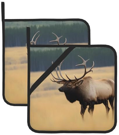Stier-Elch-Topflappen, Grill-Topflappen für hitzebeständige Topflappen, heiße Pads, Kochen, Backen (2er-Pack)