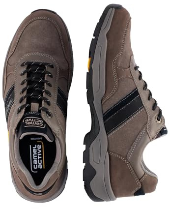 camel active Baskets Evolution en cuir véritable pour homme, seize if grey, 41 EU