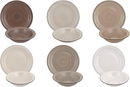 Servizio Piatti per 12 Persone in Gress Porcellana 36 pezzi per Lavastoviglie modello (terra)