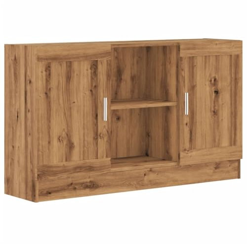 vidaXL Sideboard, Kommode mit 2 Türen 2 Fächern, Anrichte Schrank für Wohnzimmer, Beistellschrank Mehrzweckschrank, Artisan-Eiche Holzwerkstoff