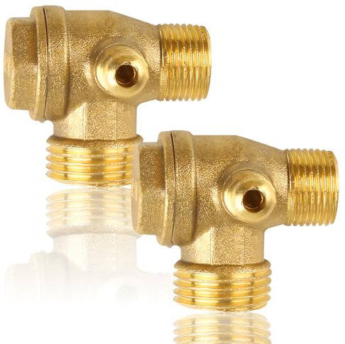 2 Stück 3 Wege Rückschlagventil Außengewinde, 20 x 16 x 10mm Rückschlagventil Kompressor, 3-Wege Messing Luftkompressor Rückschlagventil, Unidirektionale Rückschlagventil für Ventil Verbinder Werkzeug