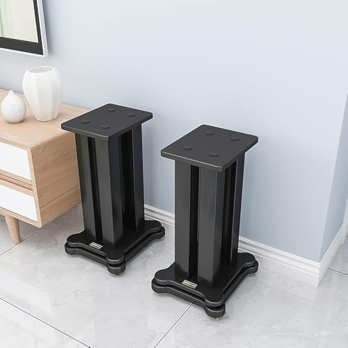 Speaker Stands,Bookshelf with Double Layer Wooden Platform Base, for Surround Sound and Book Shelf Speakers(Size:50cm)