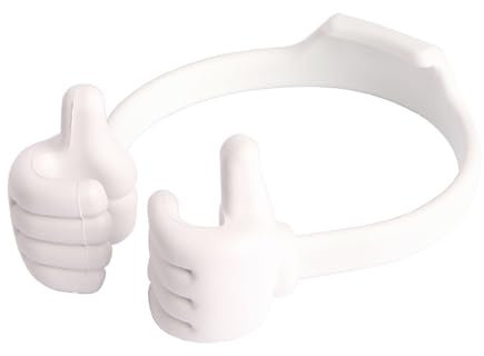 Udaroye Thumbs Up Lazy Phone Holder, Adjustable Flexible Plastic Tablet Stand, Portable Multi-Angle Desktop OK Stands Compatible with Any Mobile Phone, for Adults Men Teenage Kids (White)