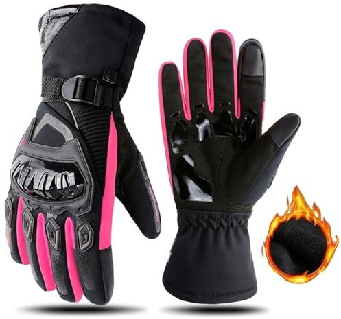 Genérico Guantes de Motocicleta, Resistentes al Viento, Impermeables, Guantes de Moto para Mujer, Guantes de equitación para Pantalla táctil, Guantes de Motocross, Invierno para Mujer