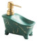 FVCTGHZ Porte-Savon en Forme de Baignoire en céramique, Distributeur créatif Polyvalent de Savon for Les Mains, conteneurs de Liquide en Bouteille Rechargeables vides, Cuisine(Green-Marble Pattern)