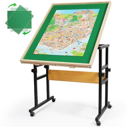 ALL4JIG 2000 Pieces 360°Rotating Puzzle Table for Adults Gifts, Wooden Jigsaw Puzzle Table with 4 Drawers & Cover, Vertical Placement Option